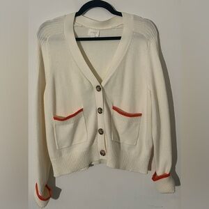 Cyrus Preppy Cream Cardigan with Orange Trim